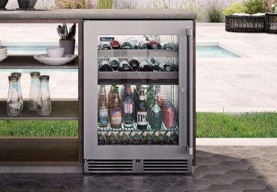 24" Perlick Outdoor Signature Series Left-Hinge Beverage Center in Panel Ready Glass Door - HP24BO44LL