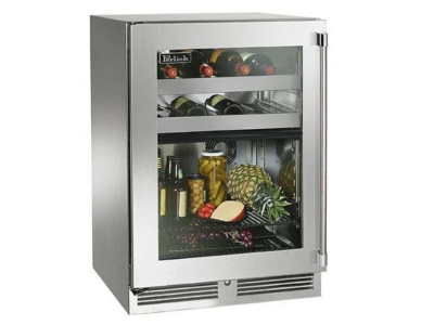 24" Perlick Outdoor Signature Series Left-Hinge Dual-Zone Wine Refrigerator in Stainless Steel Glass Door - HP24CO43LL