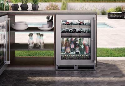 24" Perlick Outdoor Signature Series Left-Hinge Dual-Zone Wine Refrigerator in Panel Ready Glass Door - HP24CO44LL