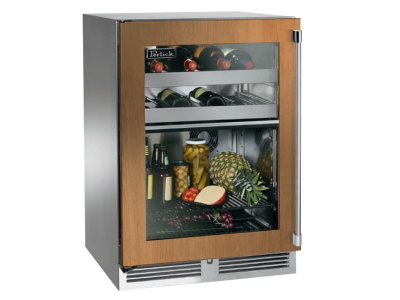 24" Perlick Outdoor Signature Series Left-Hinge Dual-Zone Wine Refrigerator in Panel Ready Glass Door - HP24CO44L