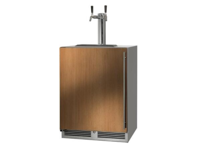 24" Perlick Outdoor C-Series Left-Hinge Beverage Dispenser in Solid Panel Ready Door with Door Lock and 2 Faucet - HC24TO42LL2