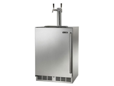 24" Perlick Outdoor C-Series Left-Hinge Beverage Dispenser in Solid Stainless Steel Door with 2 Faucet - HC24TO41L2