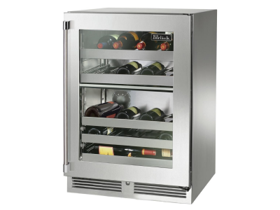 24" Perlick Outdoor Signature Series Right-Hinge Dual-Zone Wine Reserve in Stainless Steel Glass Door - HP24DO43R