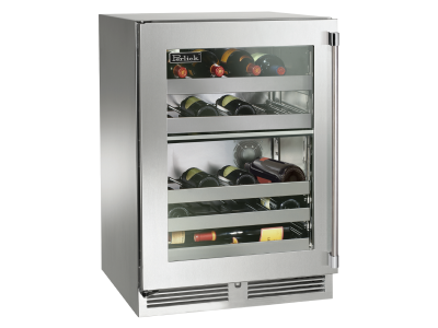 24" Perlick Outdoor Signature Series Left-Hinge Dual-Zone Wine Reserve in Stainless Steel Glass Door - HP24DO43L
