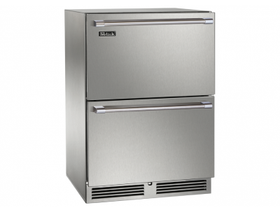 24" Perlick Outdoor Signature Series Refrigerated Stainless Steel Drawers with Door Lock - HP24RO45DL