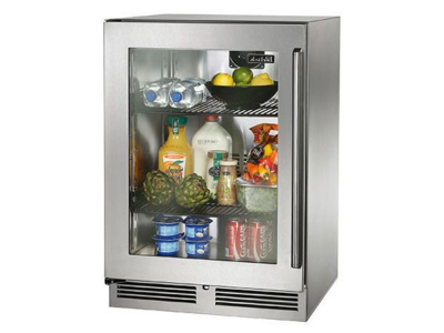 24" Perlick Outdoor Signature Series Left-Hinge Refrigerator in Stainless Steel Glass Door - HP24RO43L