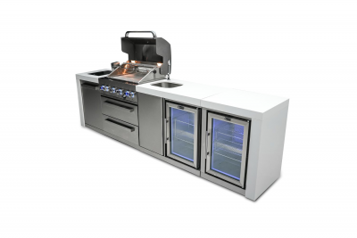 Mont Alpi 4 Burner Deluxe Island With Beverage Center and Fridge Cabinet - MAi400-DBEVFC