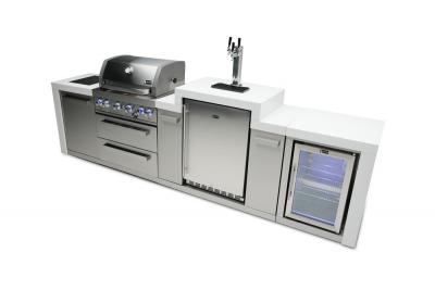 Mont Alpi 4 Burner Deluxe Island Grill with Kegerator and a Fridge Cabinet - MAi400-DKEGFC