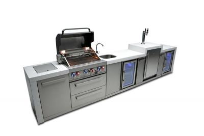 Mont Alpi 4 Burner Deluxe Island Grill with Kegerator Beverage Centre and Fridge Cabinet - MAi400-DKEGBEVFC