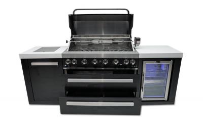 Mont Alpi 805 Island grill with a Fridge cabinet in Black Stainless Steel - MAi805-BSSFC