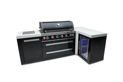 Mont Alpi 805 Island Grill with 90 degree Corner and a fridge Cabinet in Black Stainless Steel - MAi805-BSS90FC