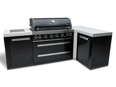 Mont Alpi 805 Island Grill with 90 degree Corner in Black Stainless Steel - MAi805-BSS90