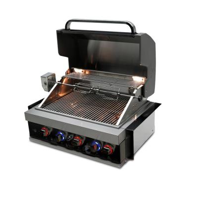 32" Mont Alpi Built-in 4 Burner Gas Grill in Black Stainless Steel - MABI400-BSS