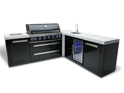 Mont Alpi 805 Island Grill with 90 degree Corner and Beverage Center - MAI805-BSS90BEV