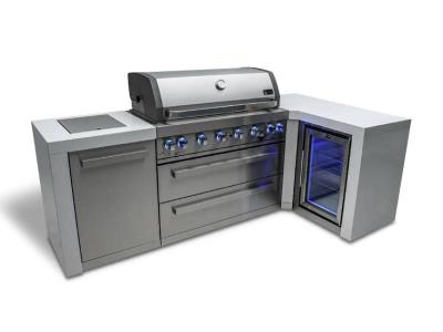 Mont Alpi 6 Burner Deluxe Island With 90 Degree Corner and a Fridge Cabinet - MAi805-D90FC