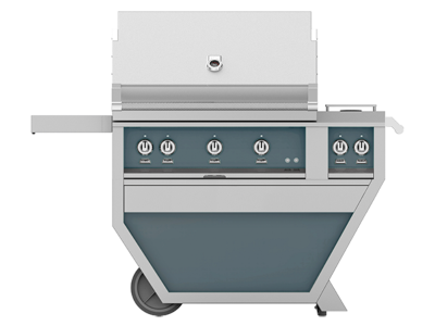 36" Hestan Outdoor Deluxe Natural Gas Grill with Double Side Burner in Pacific Fog - GABR36CX2-NG-GG