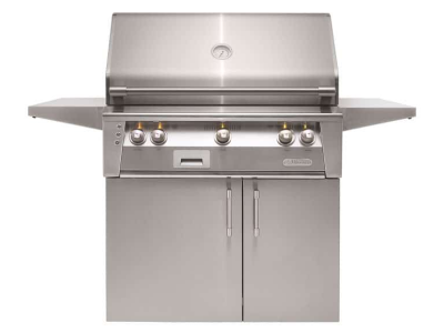 36" Alfresco Luxury Natural Gas Cart Grill with 3 Burner Rotis Smoker and Double Door Cart - ALXE-36C