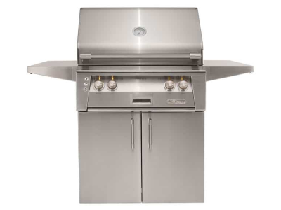 30" Alfresco Luxury Natural Gas Cart Grill with 2 Burner Rotis Smoker and Double Door Cart - ALXE-30C