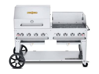 60" Crown Verity Liquid Propane Single Inlet Dome & Windguard Package Mobile Grill - CV-MCB-60 SI50/100-RWP