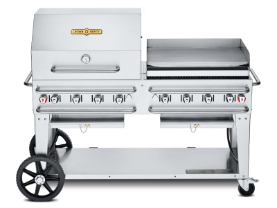 60" Crown Verity Liquide Propane Rental Grill with Dome and Pro Griddle Package - CV-RCB-60RGP
