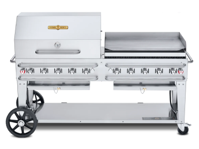72" Crown Verity Liquide Propane Rental Grill with Dome and Pro Griddle Package - CV-RCB-72RGP