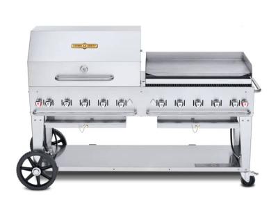 72" Crown Verity Natural Gas Dome & Pro Griddle Package Mobile Grill  - CV-MCB-72RGP-NG