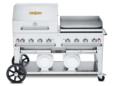 60" Crown Verity Liquide Propane Club Series Grill with Dome and Pro Griddle Package - CV-CCB-60RGP