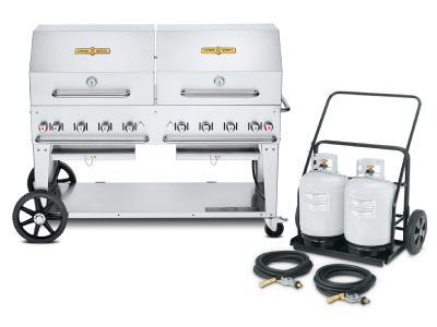 60" Crown Verity Liquide Propane Mobile Grill and Propane Cart with 2x Dome Package - CV-MCC-60RDP