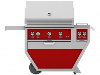 36" Hestan Outdoor Natural Gas Deluxe Grill with Double Side Burner - GMBR36CX2-NG-RD
